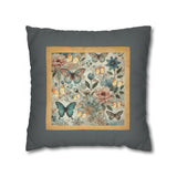 WHIMSY FLORAL- GRAY  Bohemian Floral Pillowcase (COVER ONLY) - Vibrant Decorative Throw Cushion Cover