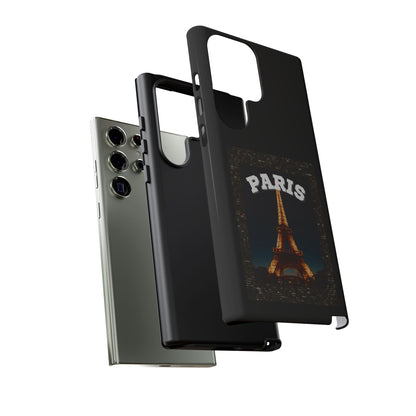 PARIS AT NIGHT- Tough Phone Cases - Fits Most Phone Sizes!! (BLACK) "Travel in Style"