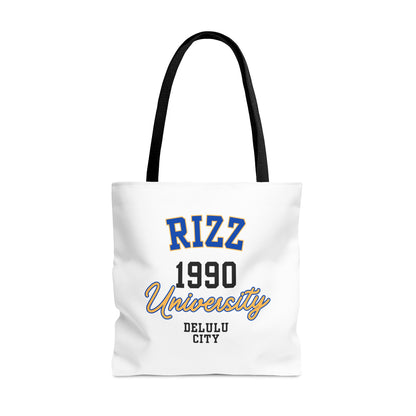 RIZZ UNIVERSITY 1990- AOP Tote Bag-"School Vibes, Street Style Approved"