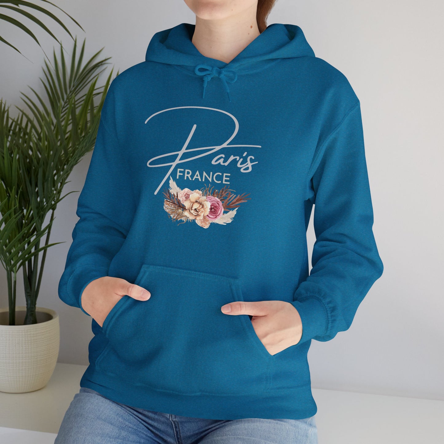 PARIS FLOWERS- Unisex Heavy Blend Hooded Sweatshirt (VARIETY OF COLORS)-“Travel T-Shirt That Slays”