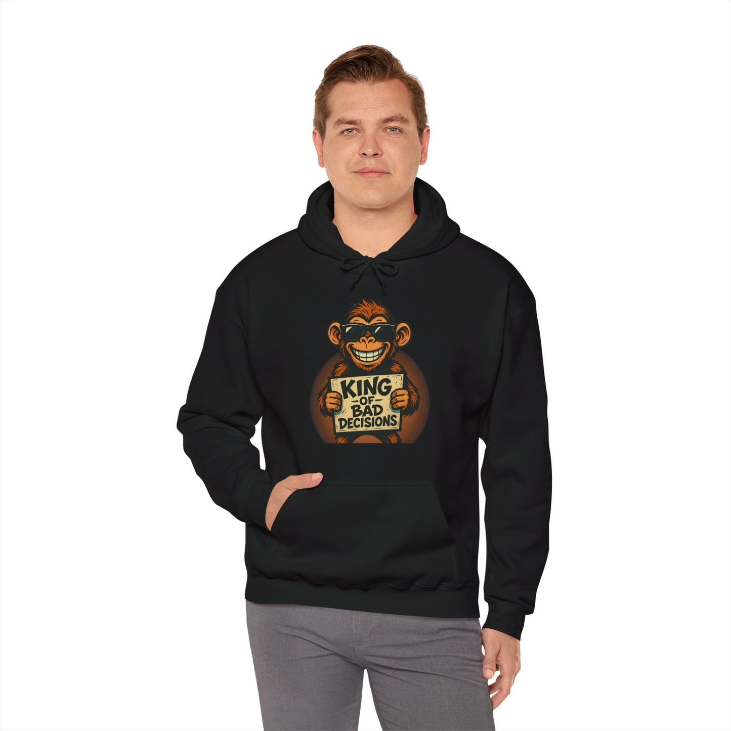 KING OF BAD DECISIONS -Unisex Heavy Blend Hooded Sweatshirt (VARIETY OF COLORS)-“Oversized Pullover, Trending for Those Underachievers"