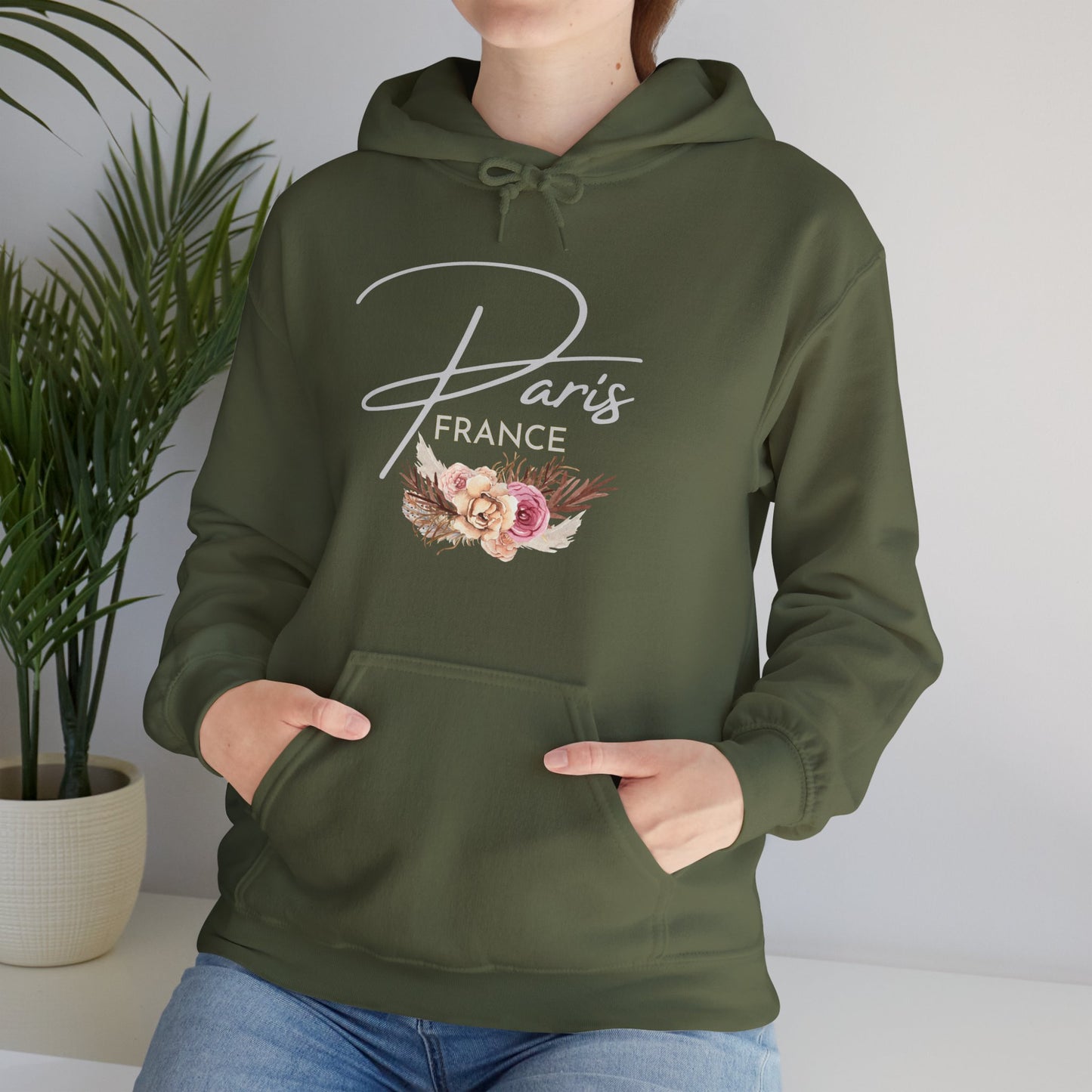 PARIS FLOWERS- Unisex Heavy Blend Hooded Sweatshirt (VARIETY OF COLORS)-“Travel T-Shirt That Slays”
