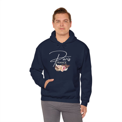 PARIS FLOWERS- Unisex Heavy Blend Hooded Sweatshirt (VARIETY OF COLORS)-“Travel T-Shirt That Slays”