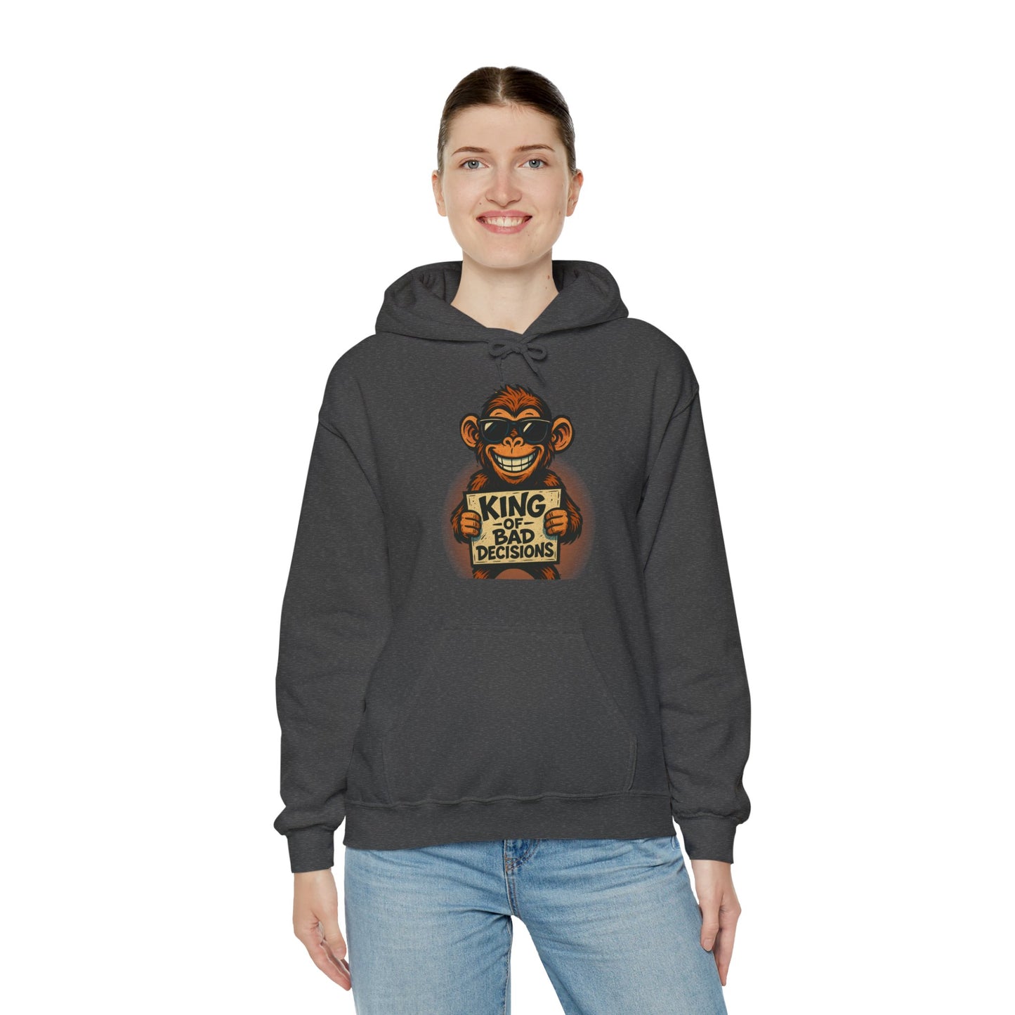 KING OF BAD DECISIONS -Unisex Heavy Blend Hooded Sweatshirt (VARIETY OF COLORS)-“Oversized Pullover, Trending for Those Underachievers"