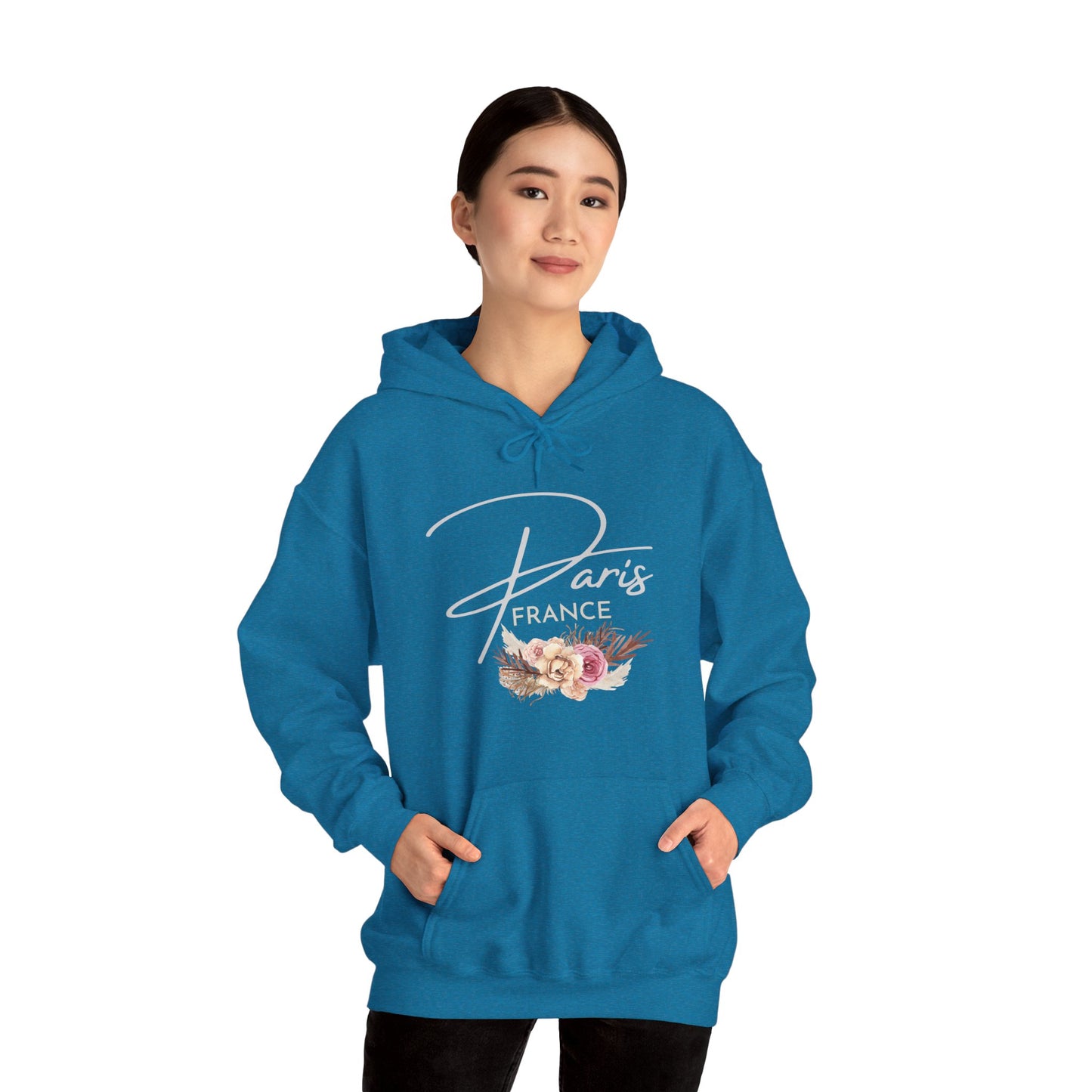 PARIS FLOWERS- Unisex Heavy Blend Hooded Sweatshirt (VARIETY OF COLORS)-“Travel T-Shirt That Slays”