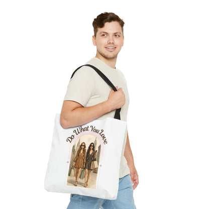 DO WHAT YOU LOVE- AOP Tote Bag (white)  18x18