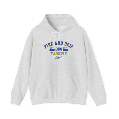 FIRE AND DRIP VARSITY- Unisex Heavy Blend Hooded Sweatshirt-“Must Have Streetwear  Trending Graphic Pullover for Everyday Style”