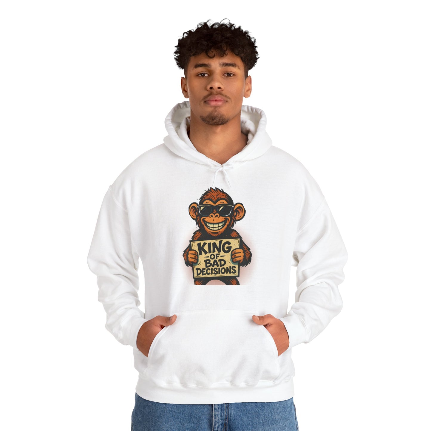 KING OF BAD DECISIONS -Unisex Heavy Blend Hooded Sweatshirt (VARIETY OF COLORS)-“Oversized Pullover, Trending for Those Underachievers"