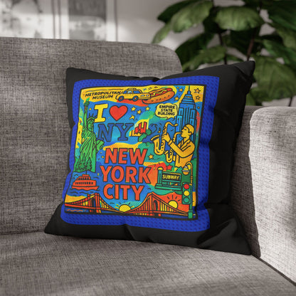 Electric NYC Pop Art- (Black) 18 x 18  Pillowcase