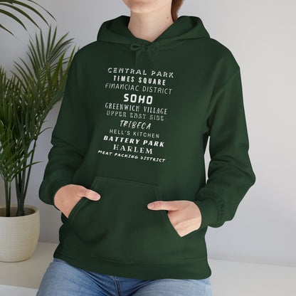 New York Neighborhoods -Unisex Heavy Blend Hooded Sweatshirt (VARIETY OF COLORS) "Iconic NYC on Swag"