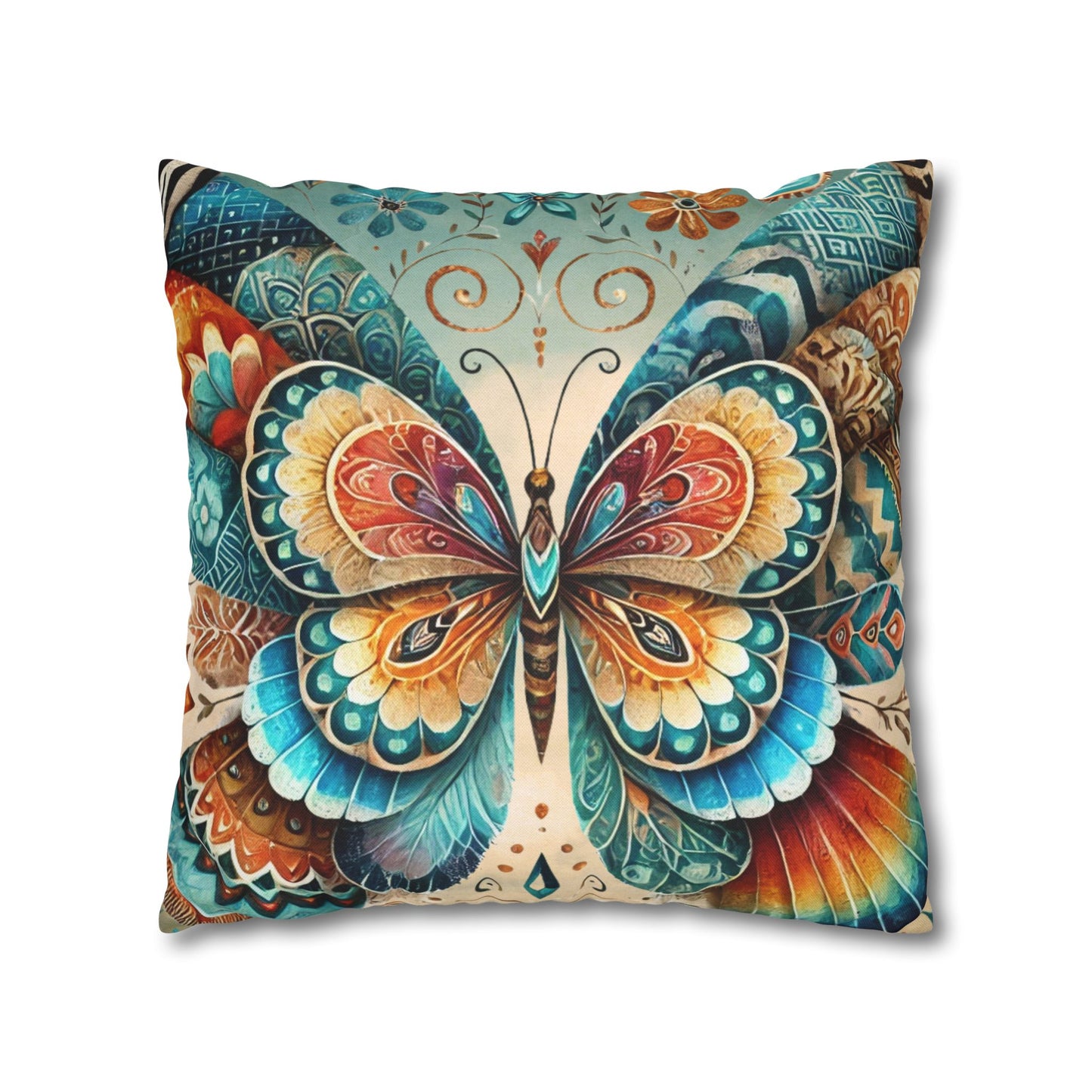 ABSTRACT BUTTERFLY Bohemian Design 18 x 18  Pillowcase