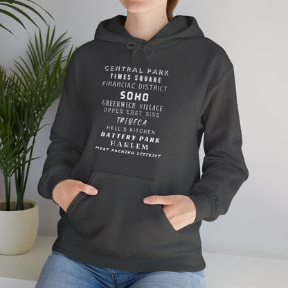 New York Neighborhoods -Unisex Heavy Blend Hooded Sweatshirt (VARIETY OF COLORS) "Iconic NYC on Swag"