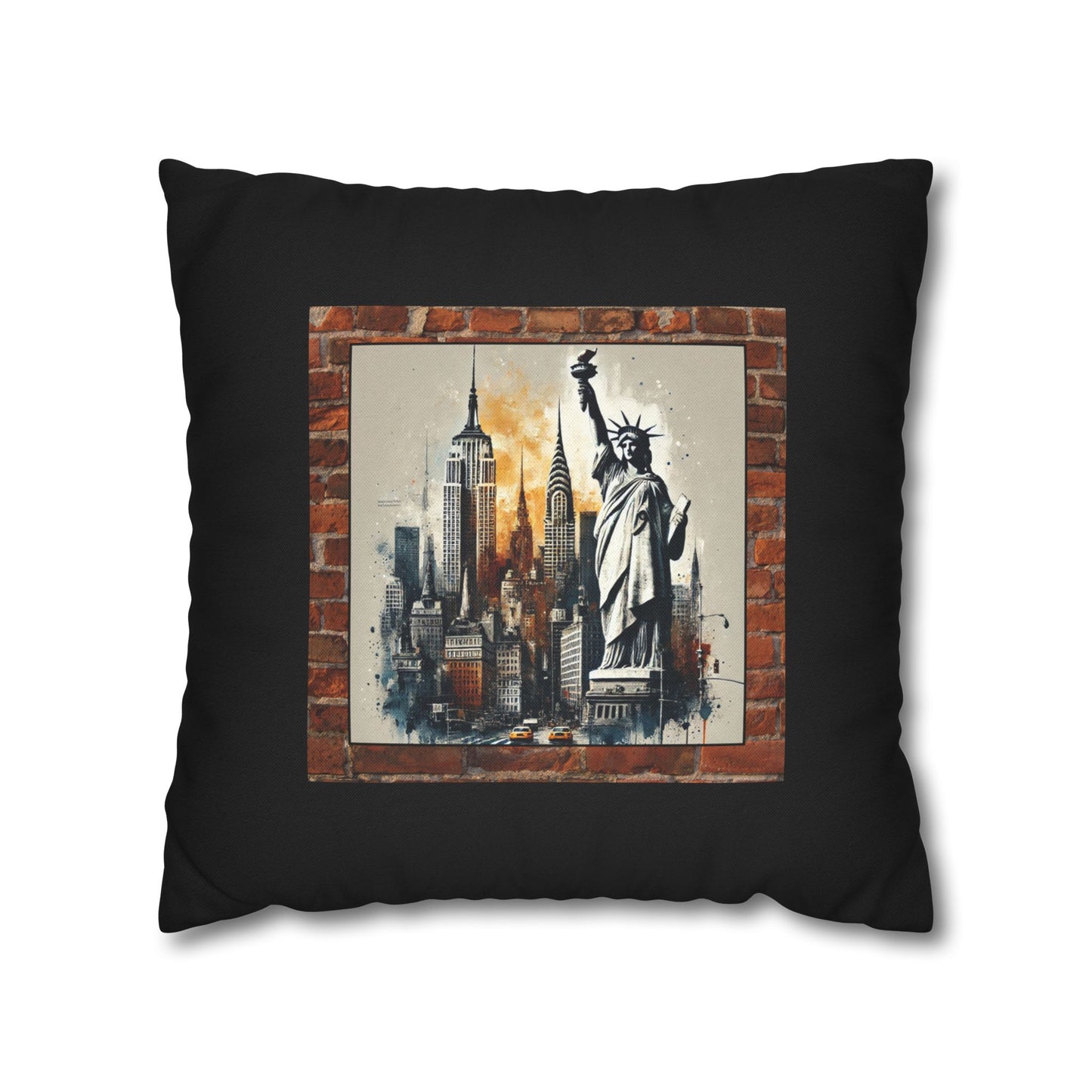 NEW YORK CITY LIBERTY Bohemian Design 18 x 18  Pillowcase