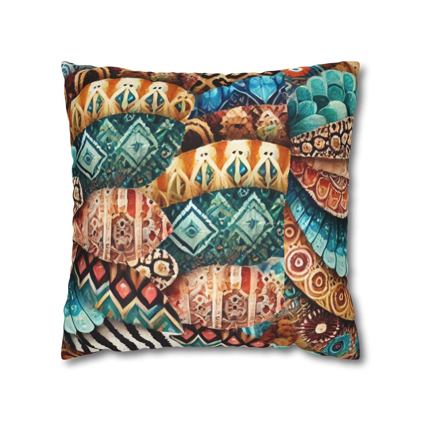 BOHO COLLAGE -  18 x 18  Pillowcase