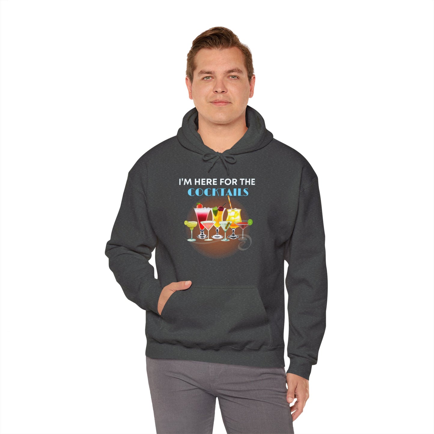 I'M HERE FOR THE COCKTAILS -Unisex Heavy Blend Hooded Sweatshirt (VARIETY OF COLORS) “Trendy Happy Hour Hoodie”