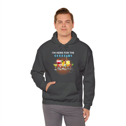 I'M HERE FOR THE COCKTAILS -Unisex Heavy Blend Hooded Sweatshirt (VARIETY OF COLORS) “Trendy Happy Hour Hoodie”