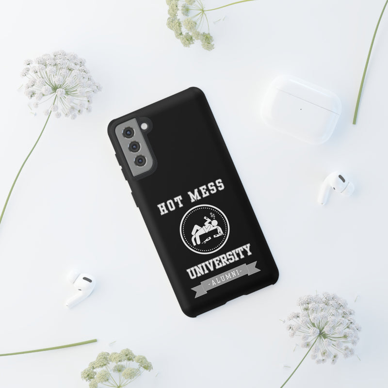 HOT MESS UNIVERSITY -Tough Phone Cases - Fits Most Phone Sizes!! (BLACK)