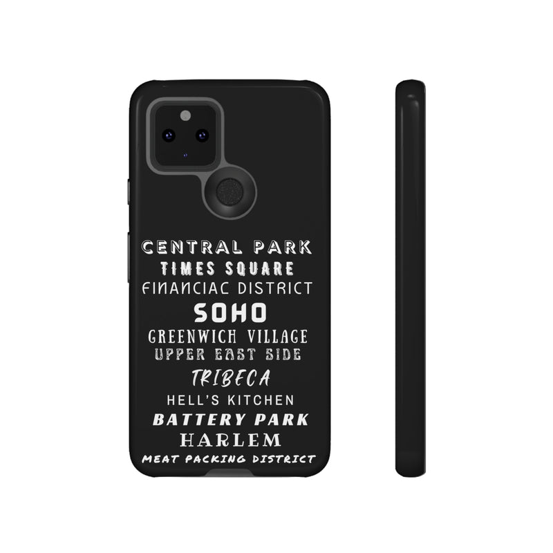 NYC NEIGHBORHOODS -Tough Phone Cases - Fits Most Phone Sizes!! (Dark GREY)