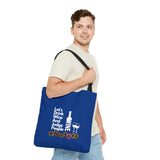 LETS DRINK WINE AND JUDGE- AOP Tote Bag (DARK BLUE)