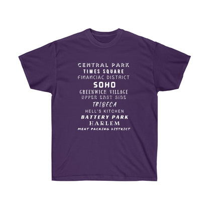 NYC ICONIC NEIGHBORHOODS- T Shirt (variety Of Colors) “New York City Shirt Full of Rizz, Skyline & Subway Vibes”