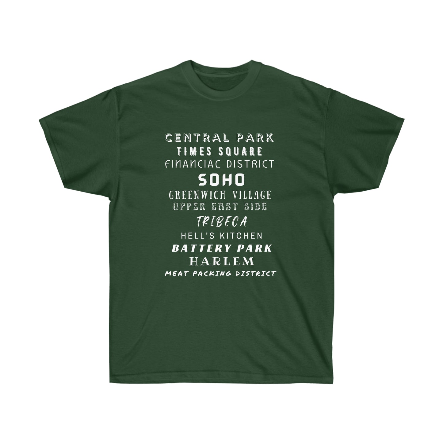 NYC ICONIC NEIGHBORHOODS- T Shirt (variety Of Colors) “New York City Shirt Full of Rizz, Skyline & Subway Vibes”