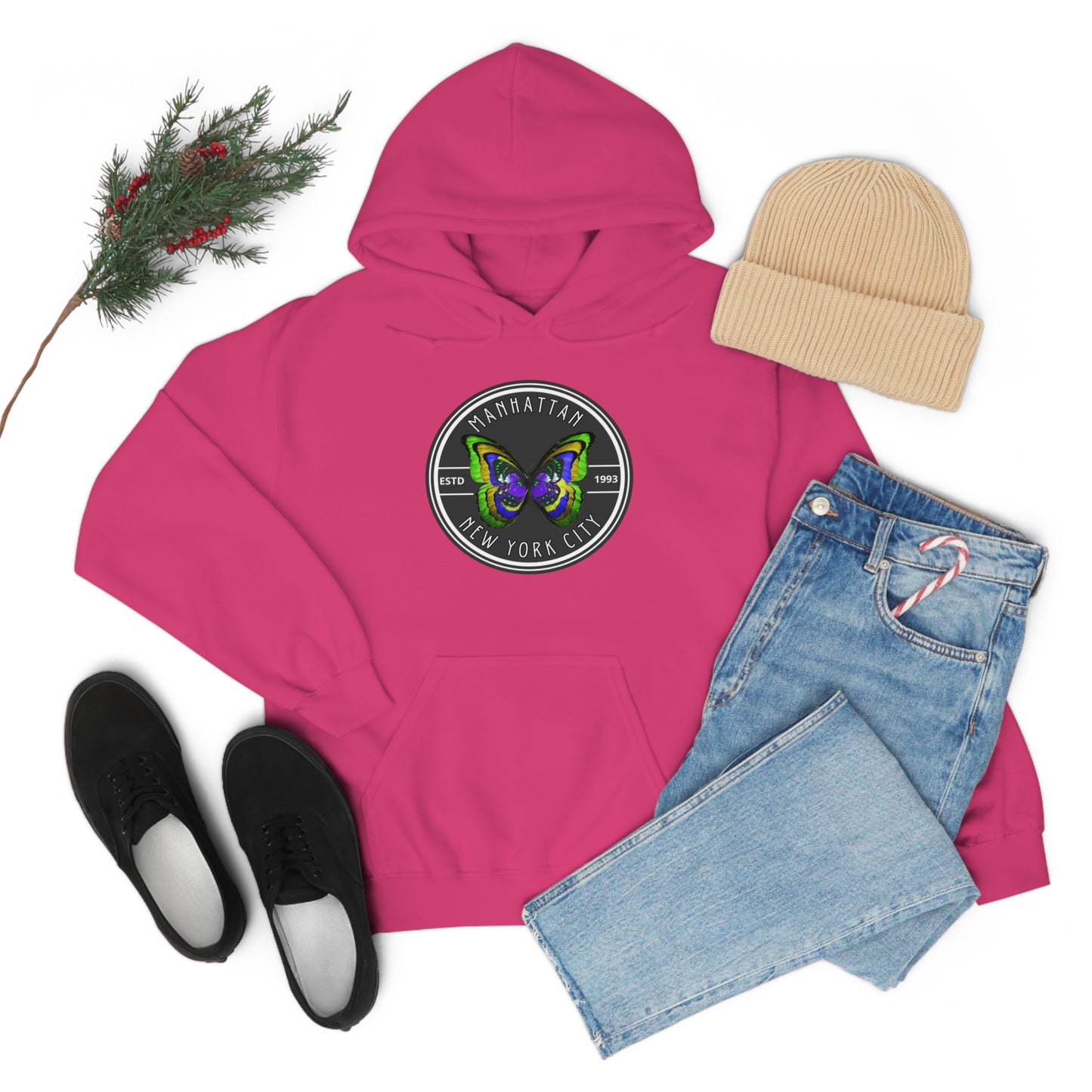 MANHATTAN NYC- Unisex Heavy Blend Hooded Sweatshirt (VARIETY OF COLORS)-“Trendy NYC Pullover Made for Photos, Coffee Runs, and Slay”