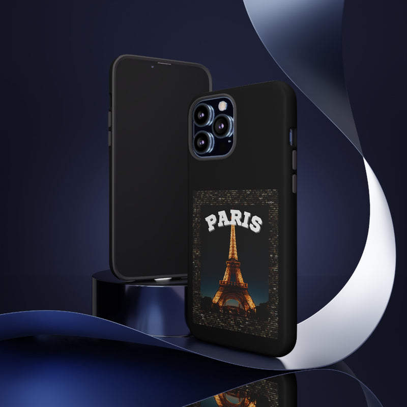 PARIS AT NIGHT- Tough Phone Cases - Fits Most Phone Sizes!! (BLACK)