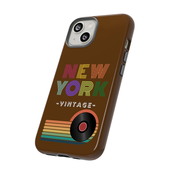 NEW YORK VINTAGE -Tough Phone Cases - Fits Most Phone Sizes!! (Brown)