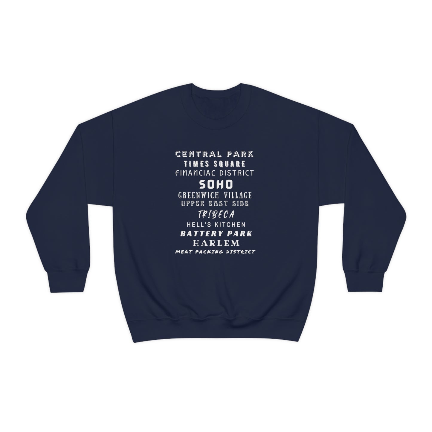 NYC NEIGHBORHOODS- Unisex Heavy Blend Crewneck Sweatshirt (VARIETY OF COLORS)
