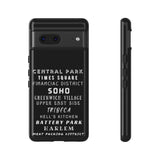 NYC NEIGHBORHOODS -Tough Phone Cases - Fits Most Phone Sizes!! (Dark GREY)