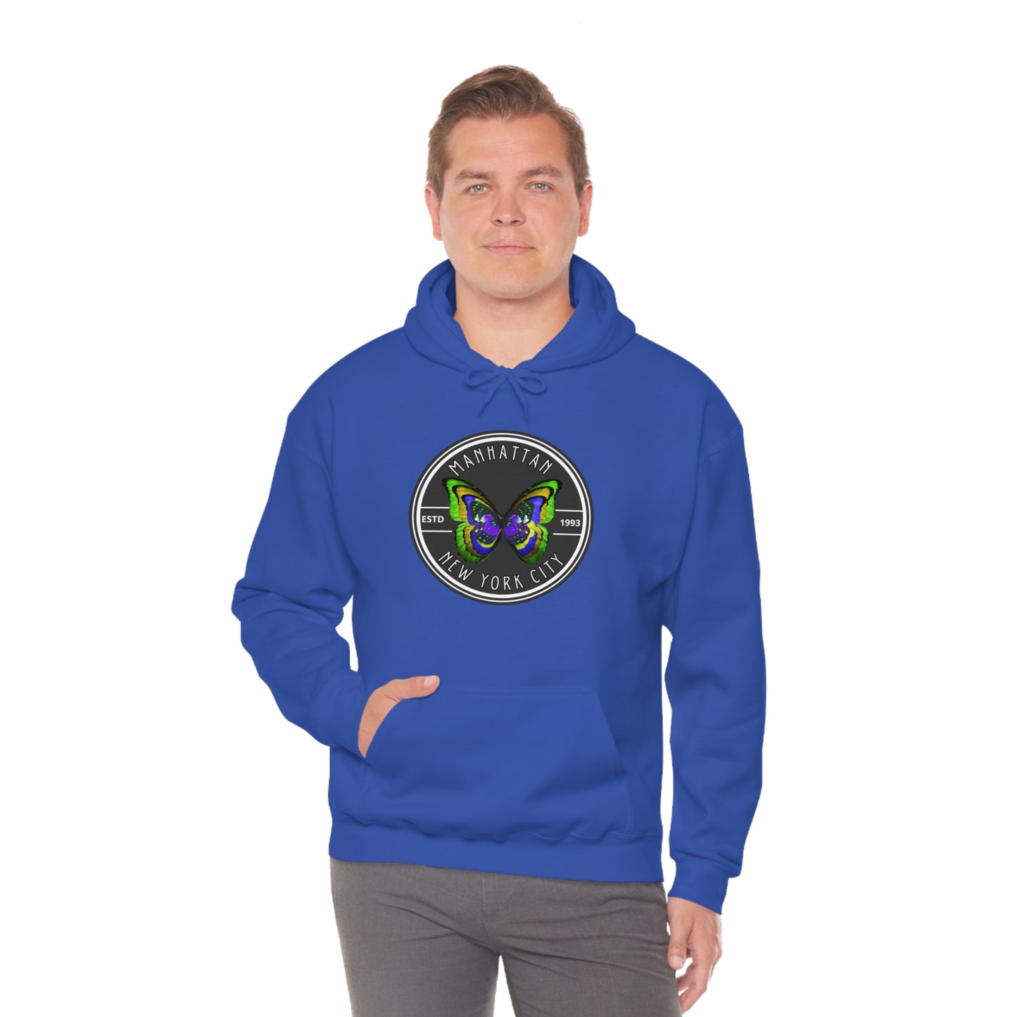 MANHATTAN NYC- Unisex Heavy Blend Hooded Sweatshirt (VARIETY OF COLORS)-“Trendy NYC Pullover Made for Photos, Coffee Runs, and Slay”