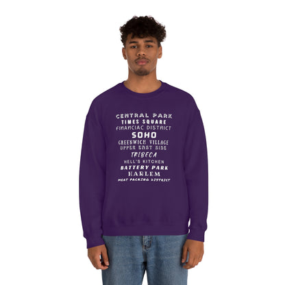NYC NEIGHBORHOODS- Unisex Heavy Blend Crewneck Sweatshirt (VARIETY OF COLORS)