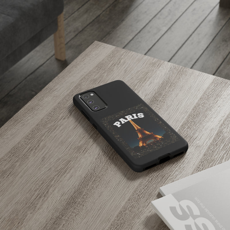 PARIS AT NIGHT- Tough Phone Cases - Fits Most Phone Sizes!! (BLACK)
