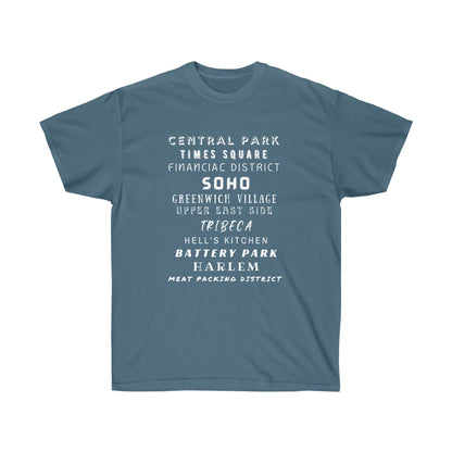 NYC ICONIC NEIGHBORHOODS- T Shirt (variety Of Colors) “New York City Shirt Full of Rizz, Skyline & Subway Vibes”