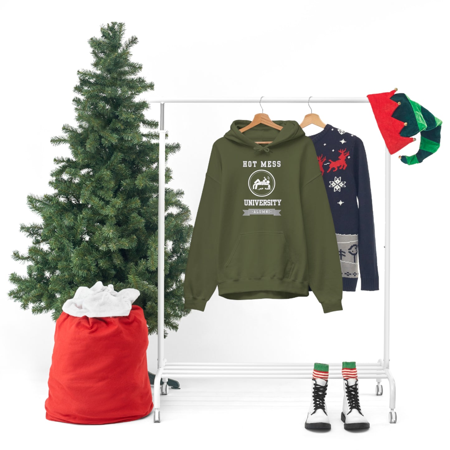 HOT MESS UNIVERSITY- Unisex Heavy Blend Hooded Sweatshirt (VARIETY OF COLORS)