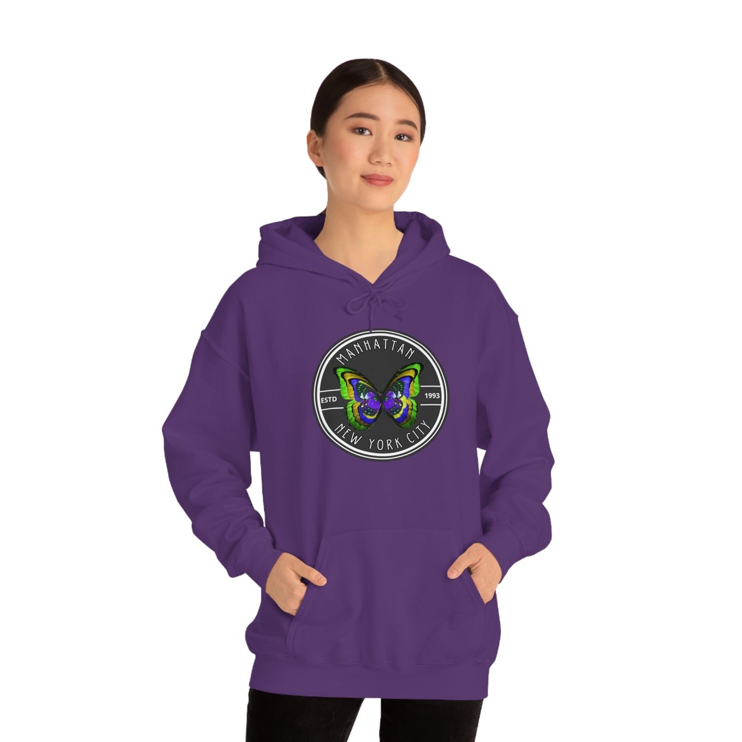 MANHATTAN NYC- Unisex Heavy Blend Hooded Sweatshirt (VARIETY OF COLORS)-“Trendy NYC Pullover Made for Photos, Coffee Runs, and Slay”