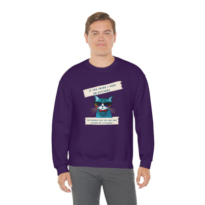 CAT ATTITUDE- Unisex Heavy Blend Crewneck Sweatshirt (VARIETY OF COLORS)"Trendy Cat Lover Graphic Tee”