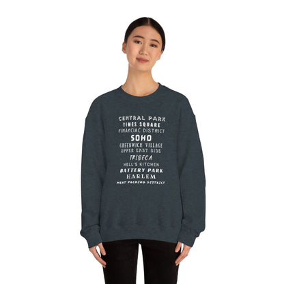 NYC NEIGHBORHOODS- Unisex Heavy Blend Crewneck Sweatshirt (VARIETY OF COLORS)