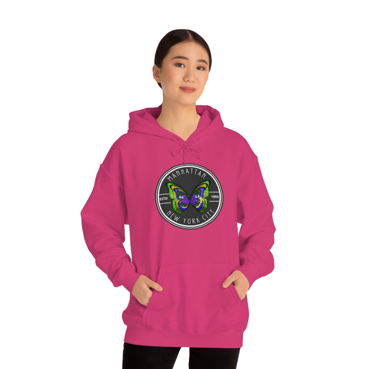 MANHATTAN NYC- Unisex Heavy Blend Hooded Sweatshirt (VARIETY OF COLORS)-“Trendy NYC Pullover Made for Photos, Coffee Runs, and Slay”