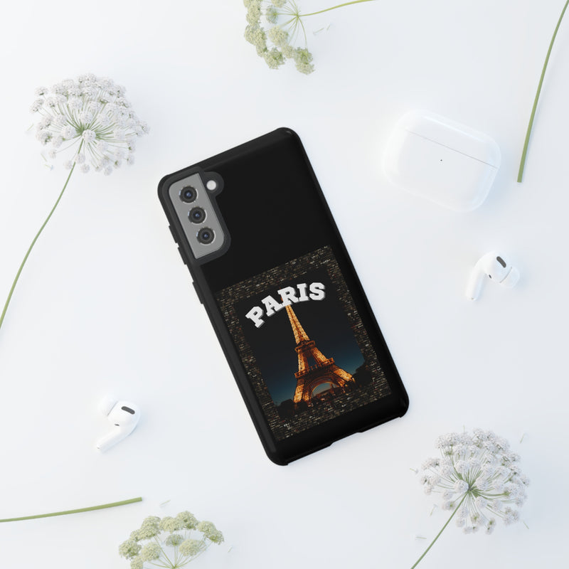 PARIS AT NIGHT- Tough Phone Cases - Fits Most Phone Sizes!! (BLACK)