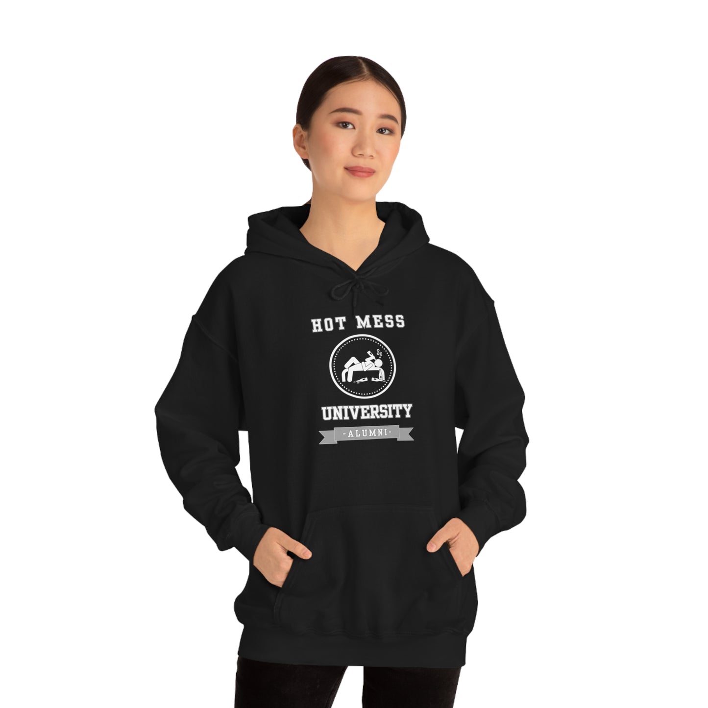 HOT MESS UNIVERSITY- Unisex Heavy Blend Hooded Sweatshirt (VARIETY OF COLORS)