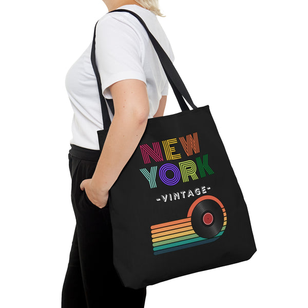 NEW YORK VINTAGE- AOP Tote Bag (BLACK)