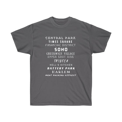 NYC ICONIC NEIGHBORHOODS- T Shirt (variety Of Colors) “New York City Shirt Full of Rizz, Skyline & Subway Vibes”
