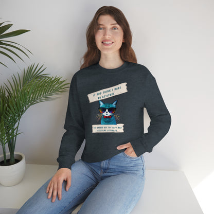 CAT ATTITUDE- Unisex Heavy Blend Crewneck Sweatshirt (VARIETY OF COLORS)"Trendy Cat Lover Graphic Tee”