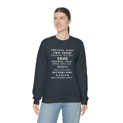 NYC NEIGHBORHOODS- Unisex Heavy Blend Crewneck Sweatshirt (VARIETY OF COLORS)