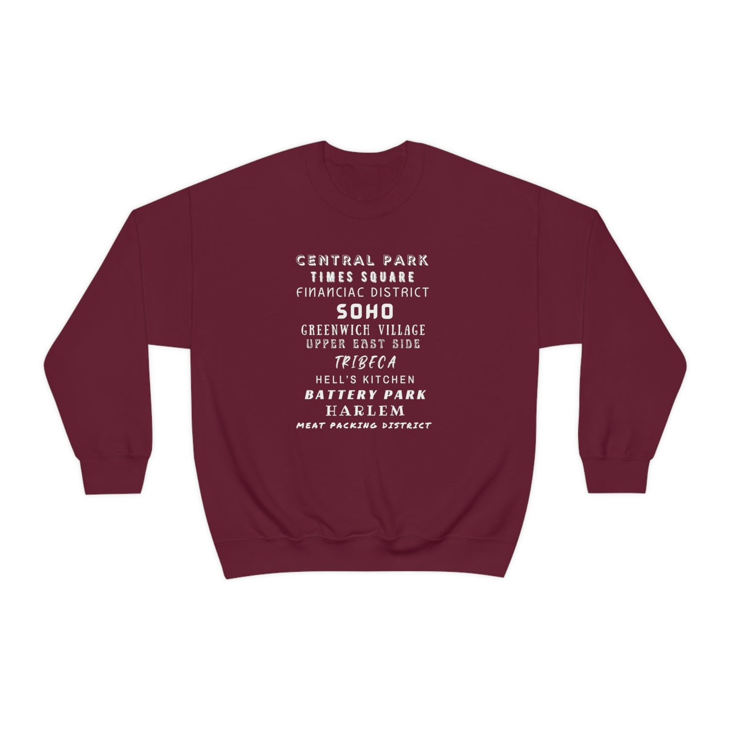 NYC NEIGHBORHOODS- Unisex Heavy Blend Crewneck Sweatshirt (VARIETY OF COLORS)
