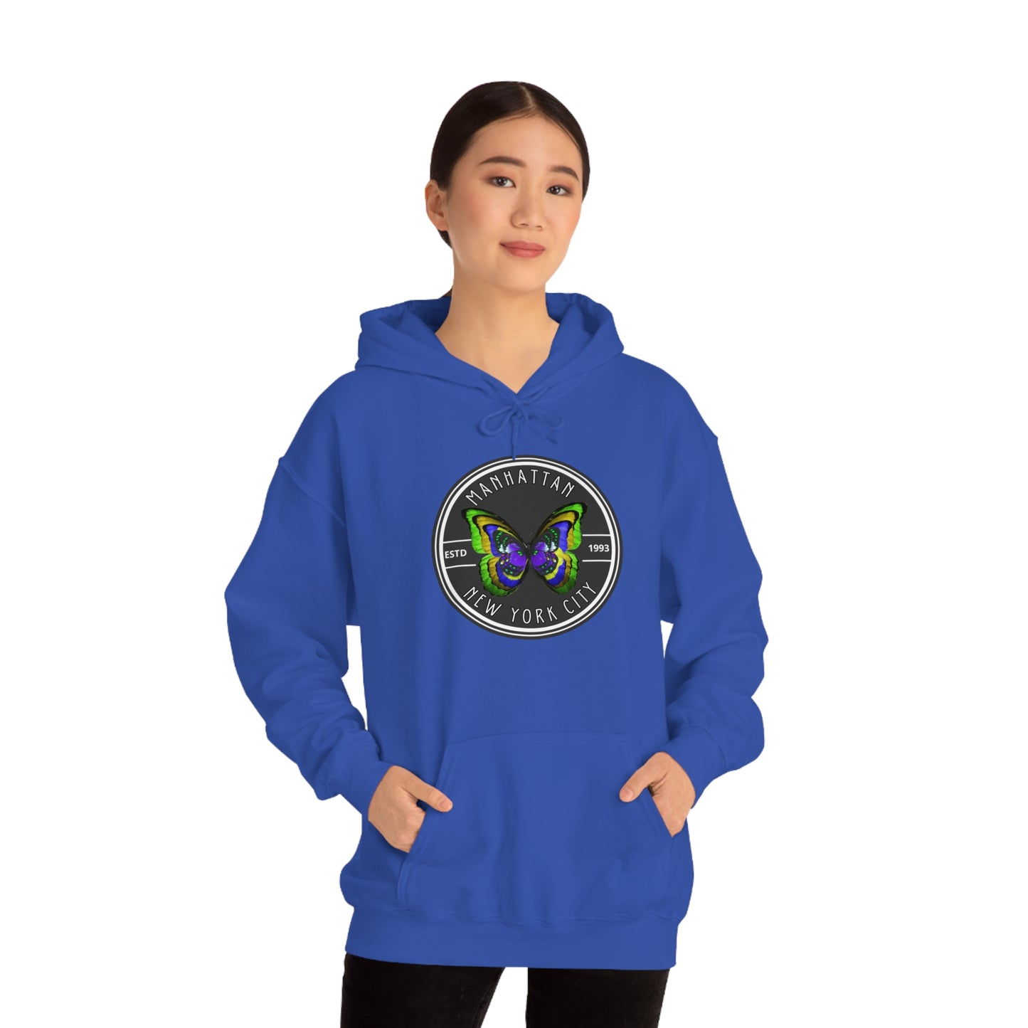 MANHATTAN NYC- Unisex Heavy Blend Hooded Sweatshirt (VARIETY OF COLORS)-“Trendy NYC Pullover Made for Photos, Coffee Runs, and Slay”