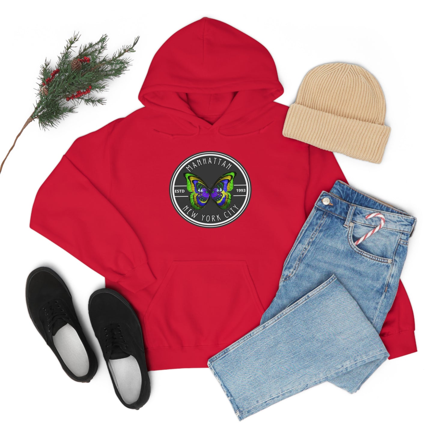 MANHATTAN NYC- Unisex Heavy Blend Hooded Sweatshirt (VARIETY OF COLORS)-“Trendy NYC Pullover Made for Photos, Coffee Runs, and Slay”