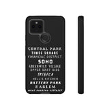 NYC NEIGHBORHOODS -Tough Phone Cases - Fits Most Phone Sizes!! (Dark GREY)