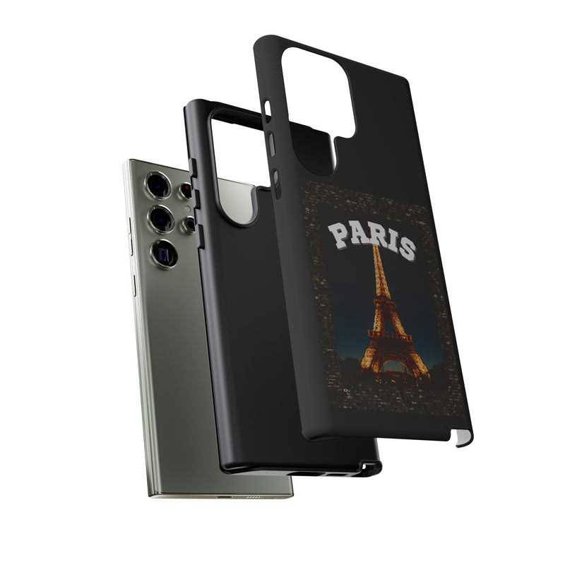 PARIS AT NIGHT- Tough Phone Cases - Fits Most Phone Sizes!! (BLACK)